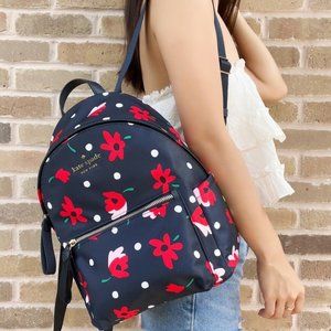 Kate Spade Floral Medium Nylon Backpack Blue Red Multi